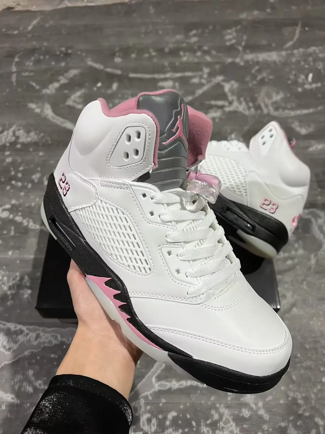 Air Jordan 5 White Pink Black Tênis de Basquete 2