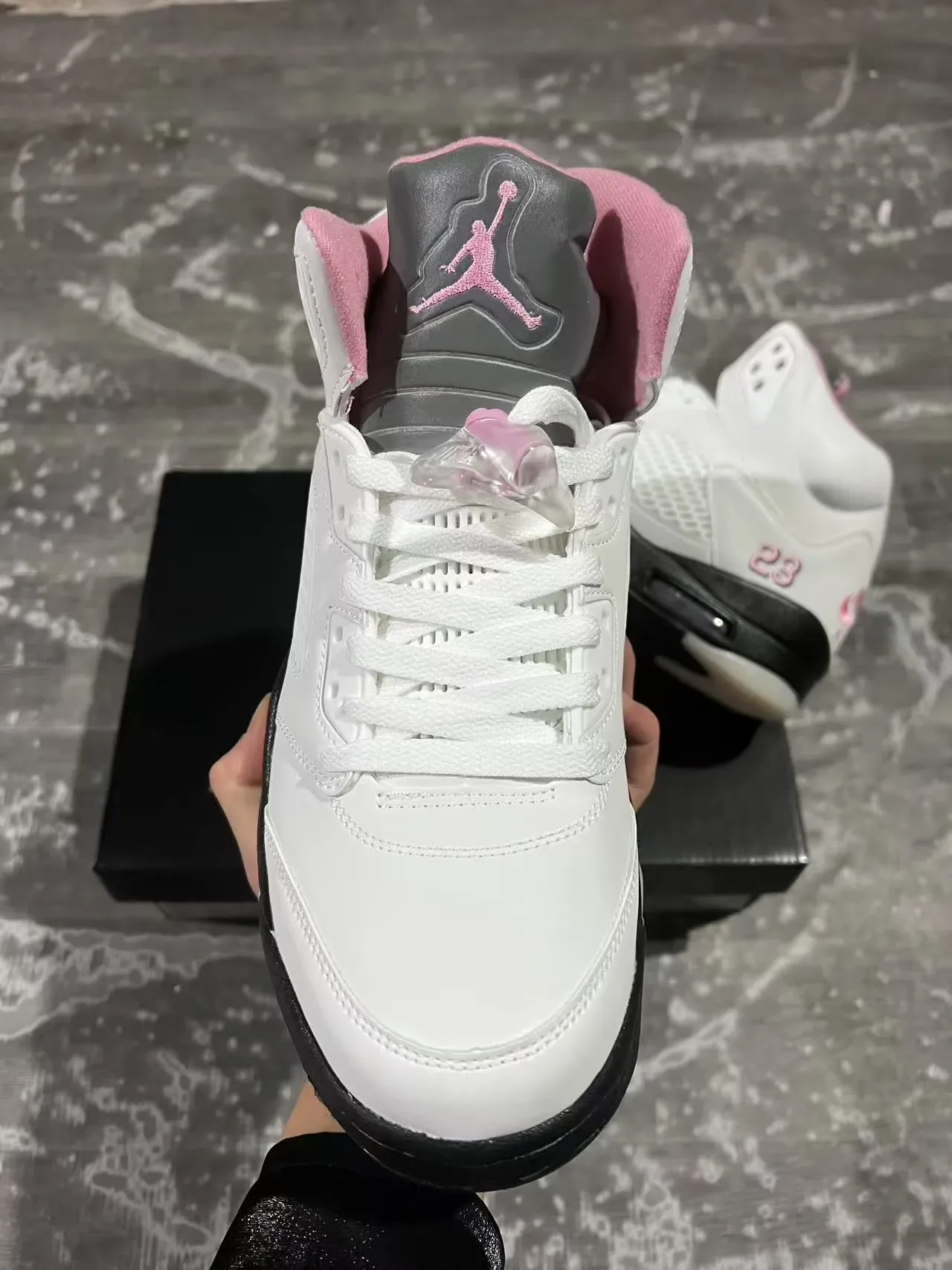 Air Jordan 5 White Pink Black Tênis de Basquete 3