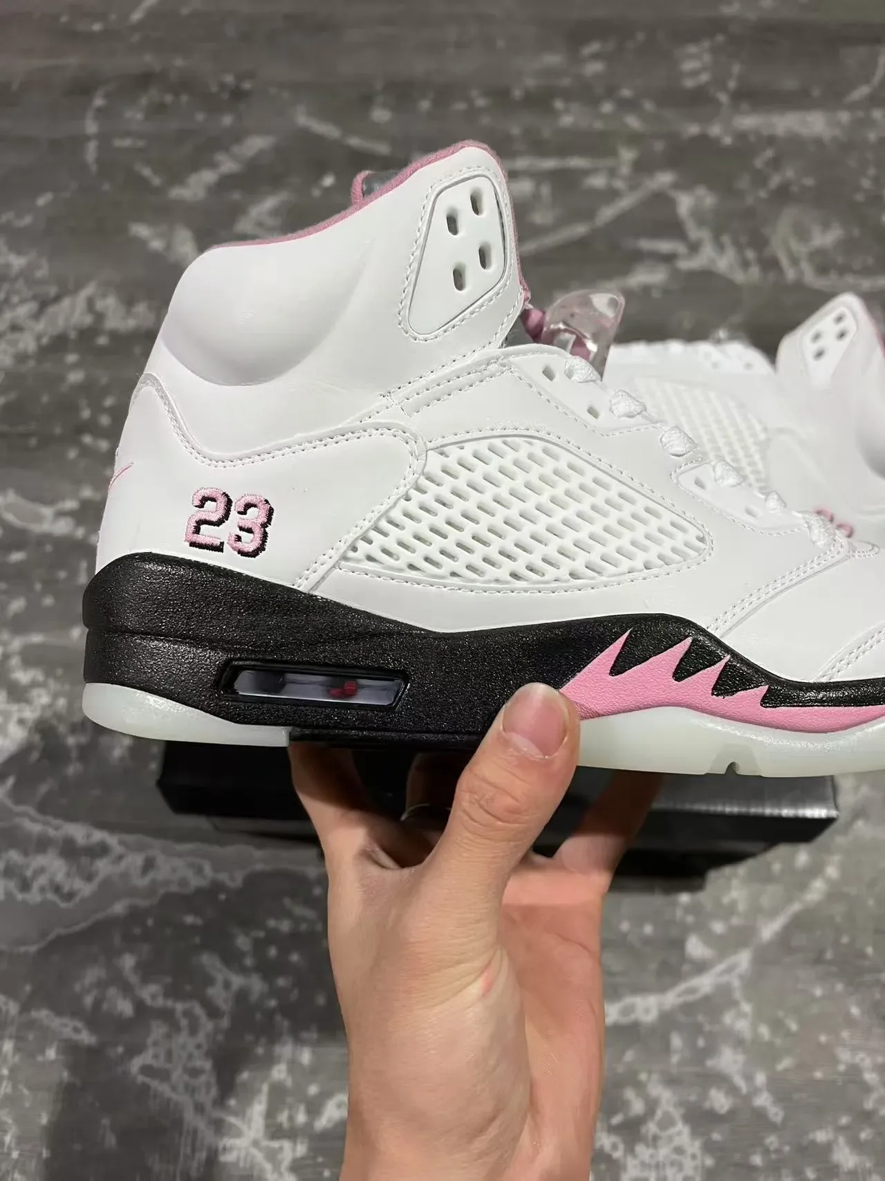 Air Jordan 5 White Pink Black Tênis de Basquete 7