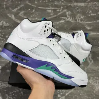Air Jordan 5 White Purple Green Basketball Shoes