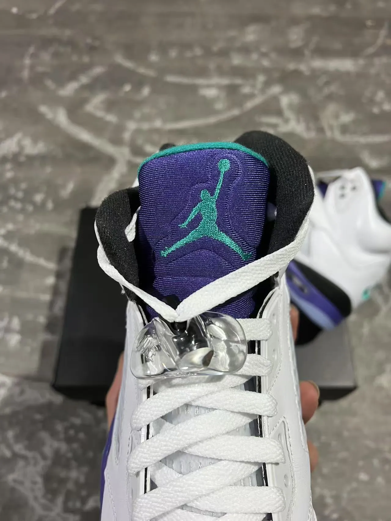 Air Jordan 5 White Purple Green Basketball Shoes 4