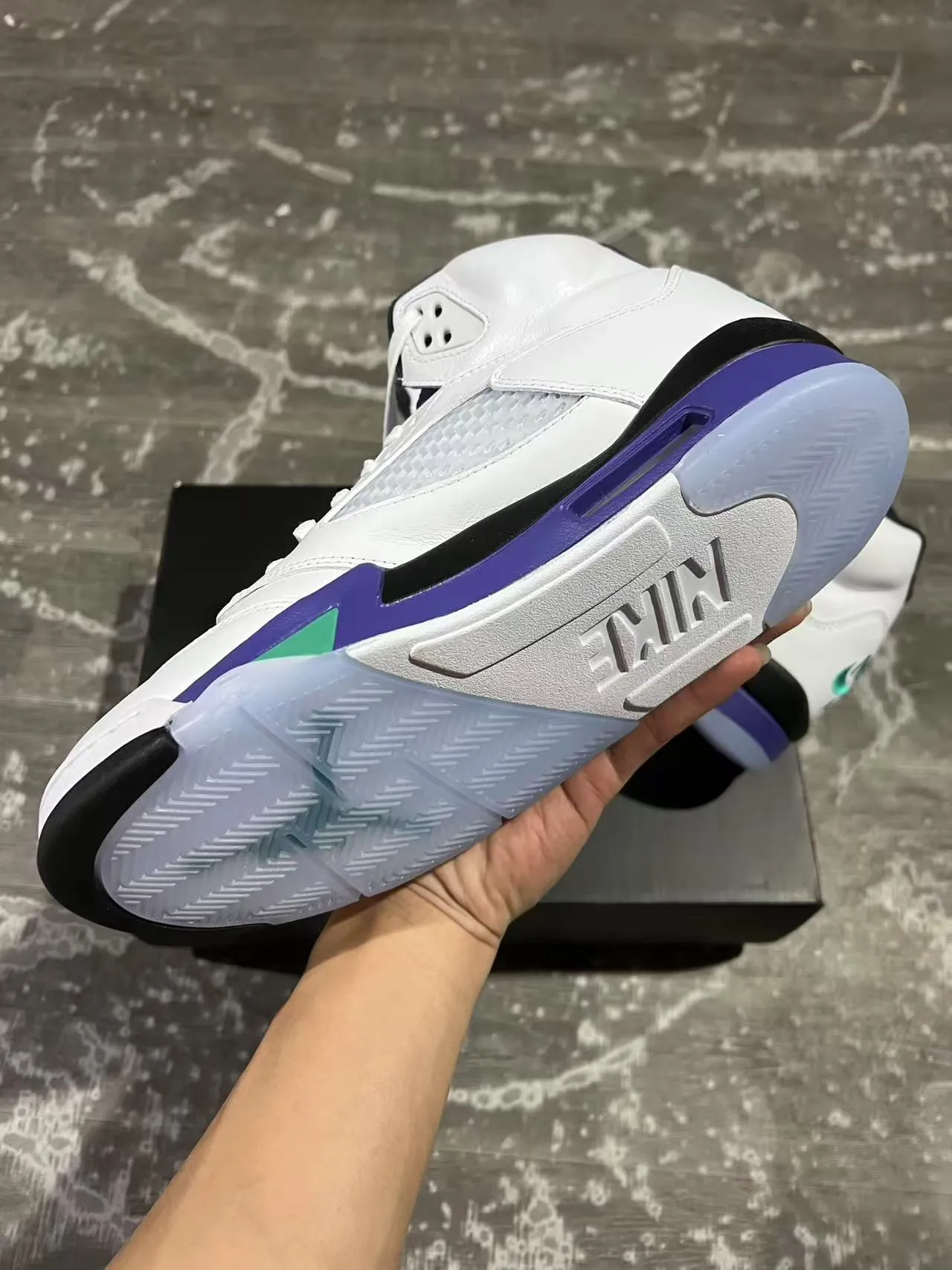 Air Jordan 5 White Purple Green Basketball Shoes 6