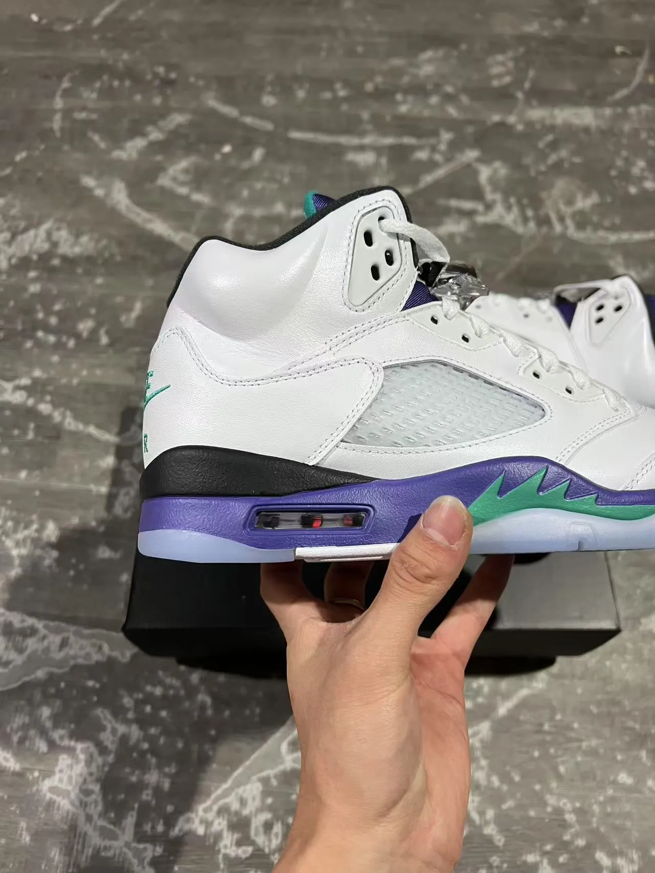 Air Jordan 5 White Purple Green Basketball Shoes 7
