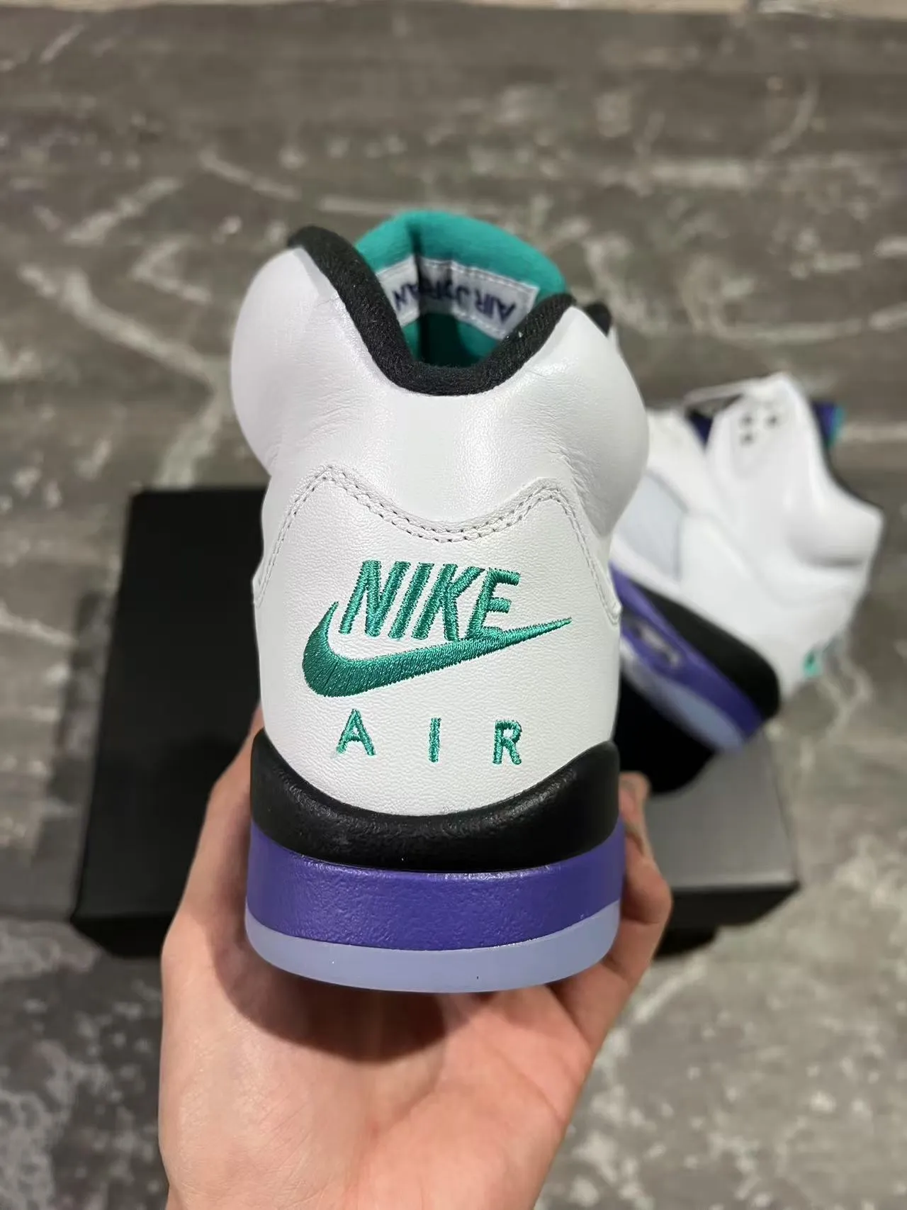 Air Jordan 5 White Purple Green Basketball Shoes 8