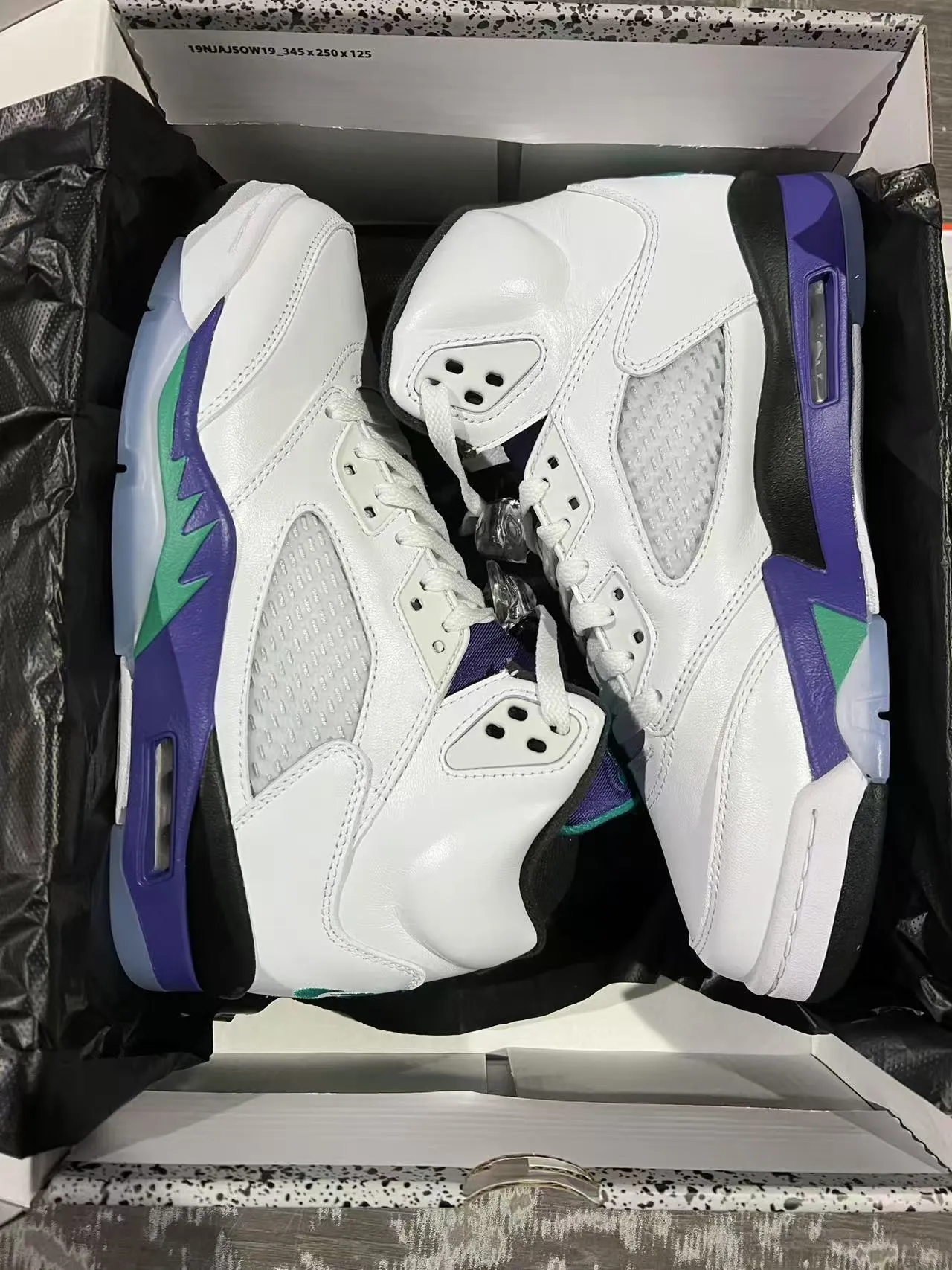 Air Jordan 5 White Purple Green Basketball Shoes 9