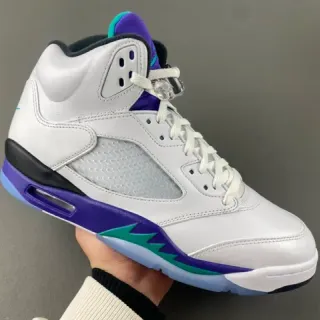 Air Jordan 5 White Purple Teal Basketball Shoes