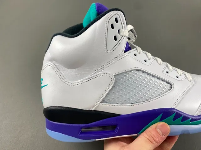 Air Jordan 5 White Purple Teal Basketball Shoes 3