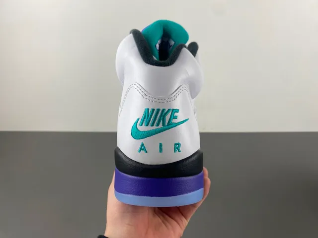 Air Jordan 5 White Purple Teal Basketball Shoes 4