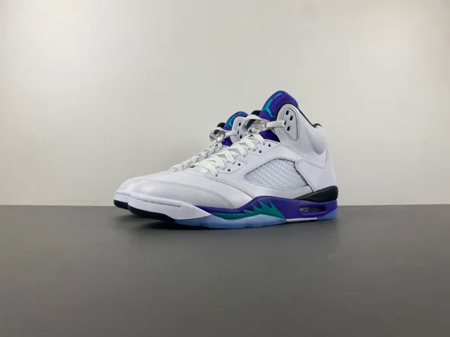 Air Jordan 5 White Purple Teal Basketball Shoes 10