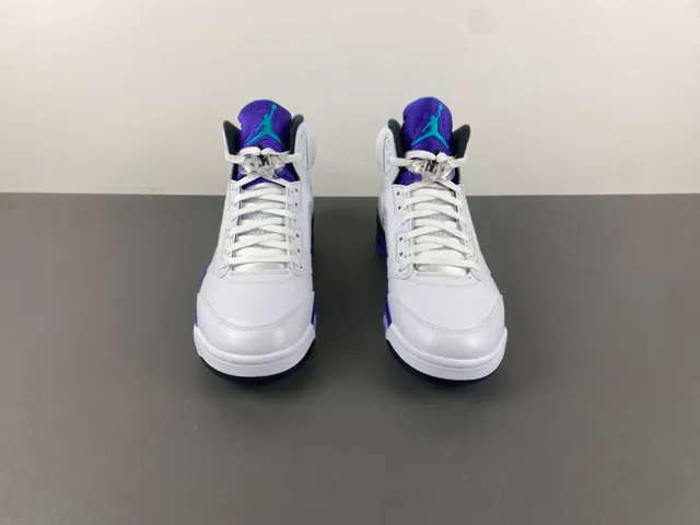 Air Jordan 5 White Purple Teal Basketball Shoes 11