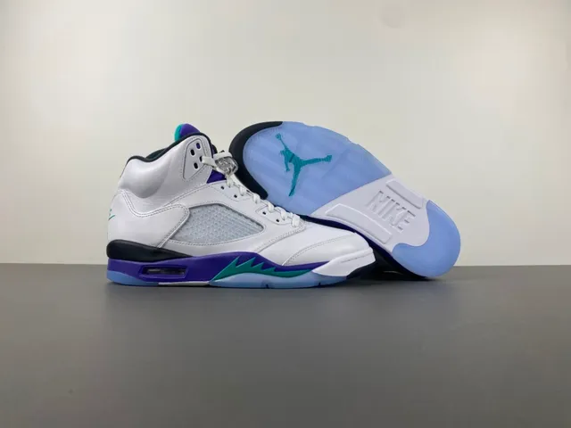 Air Jordan 5 White Purple Teal Basketball Shoes 12