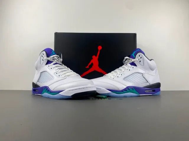 Air Jordan 5 White Purple Teal Basketball Shoes 13