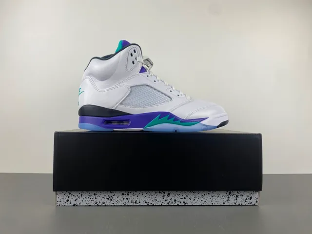 Air Jordan 5 White Purple Teal Basketball Shoes 15