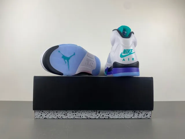 Air Jordan 5 White Purple Teal Basketball Shoes 16