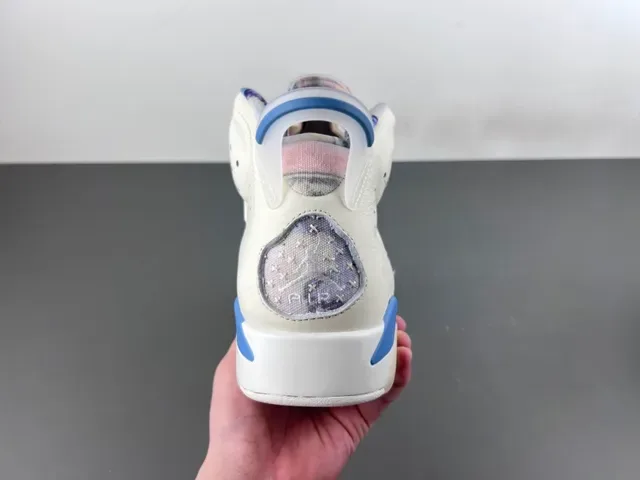 Air Jordan 6 Beige Blue Chaussures de Basketball Hautes Cuir-Maille Híbrides 4