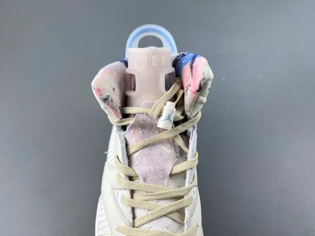 Air Jordan 6 Beige Blue Chaussures de Basketball Hautes Cuir-Maille Híbrides 6