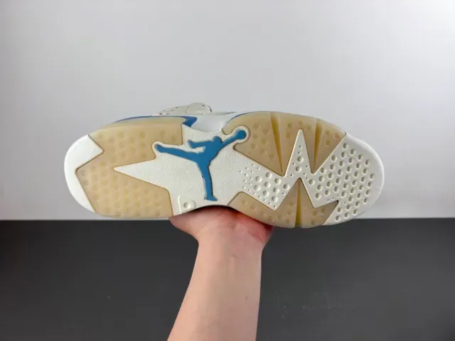 Air Jordan 6 Beige Blue Chaussures de Basketball Hautes Cuir-Maille Híbrides 9