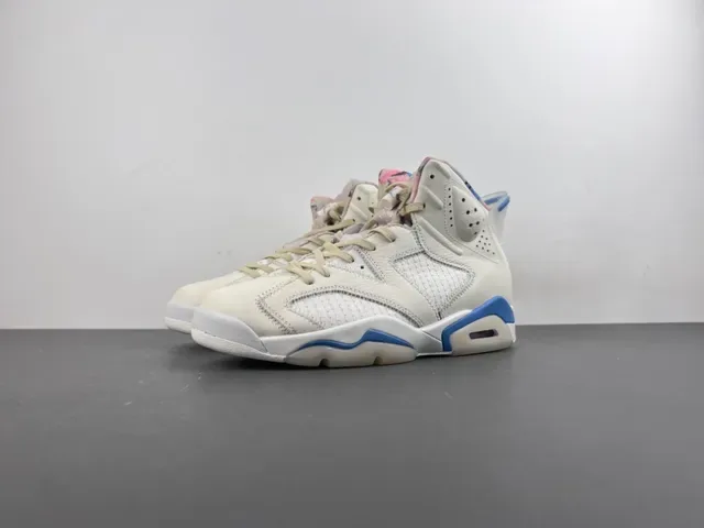 Air Jordan 6 Beige Blue Chaussures de Basketball Hautes Cuir-Maille Híbrides 10