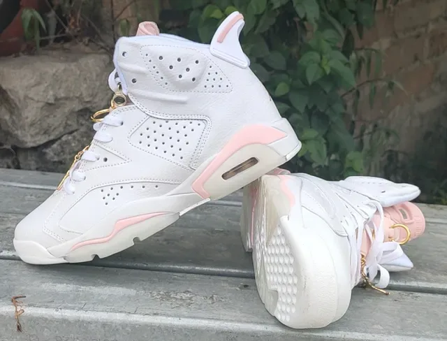 Air Jordan 6 Blanc Rose Doré Chaussures de Basketball 4