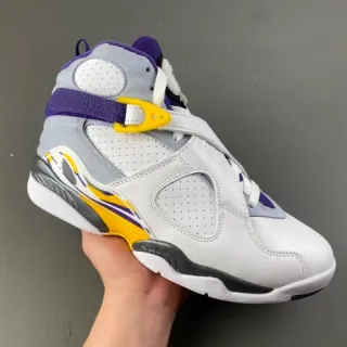 Air Jordan 8 White Purple Yellow Basketball Shoes