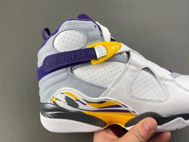 Air Jordan 8 White Purple Yellow Basketball Shoes 3