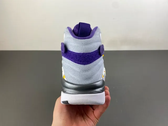 Air Jordan 8 White Purple Yellow Basketball Shoes 4