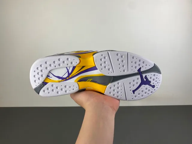 Air Jordan 8 White Purple Yellow Basketball Shoes 9