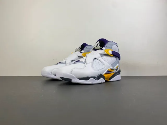 Air Jordan 8 White Purple Yellow Basketball Shoes 10