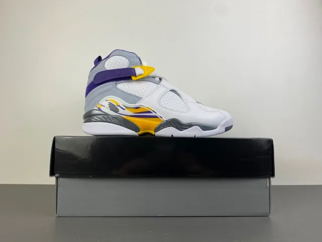 Air Jordan 8 White Purple Yellow Basketball Shoes 15