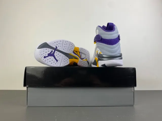 Air Jordan 8 White Purple Yellow Basketball Shoes 16