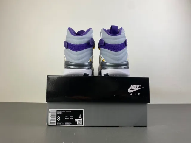 Air Jordan 8 White Purple Yellow Basketball Shoes 17