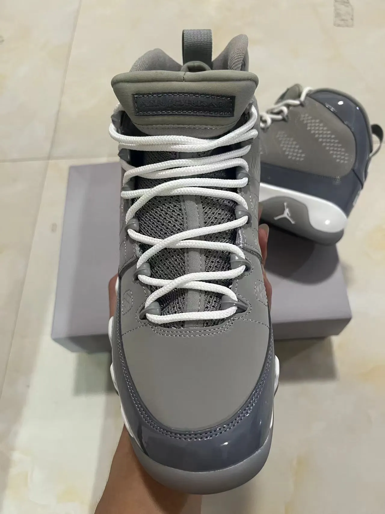 Air Jordan 9 Gray and White Basketball Shoes 3