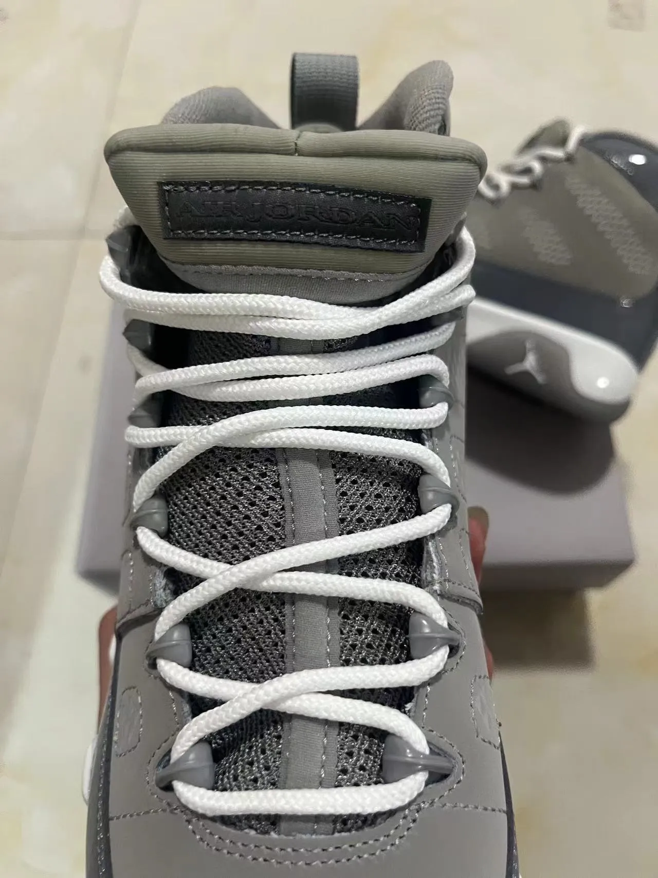 Air Jordan 9 Gray and White Basketball Shoes 4