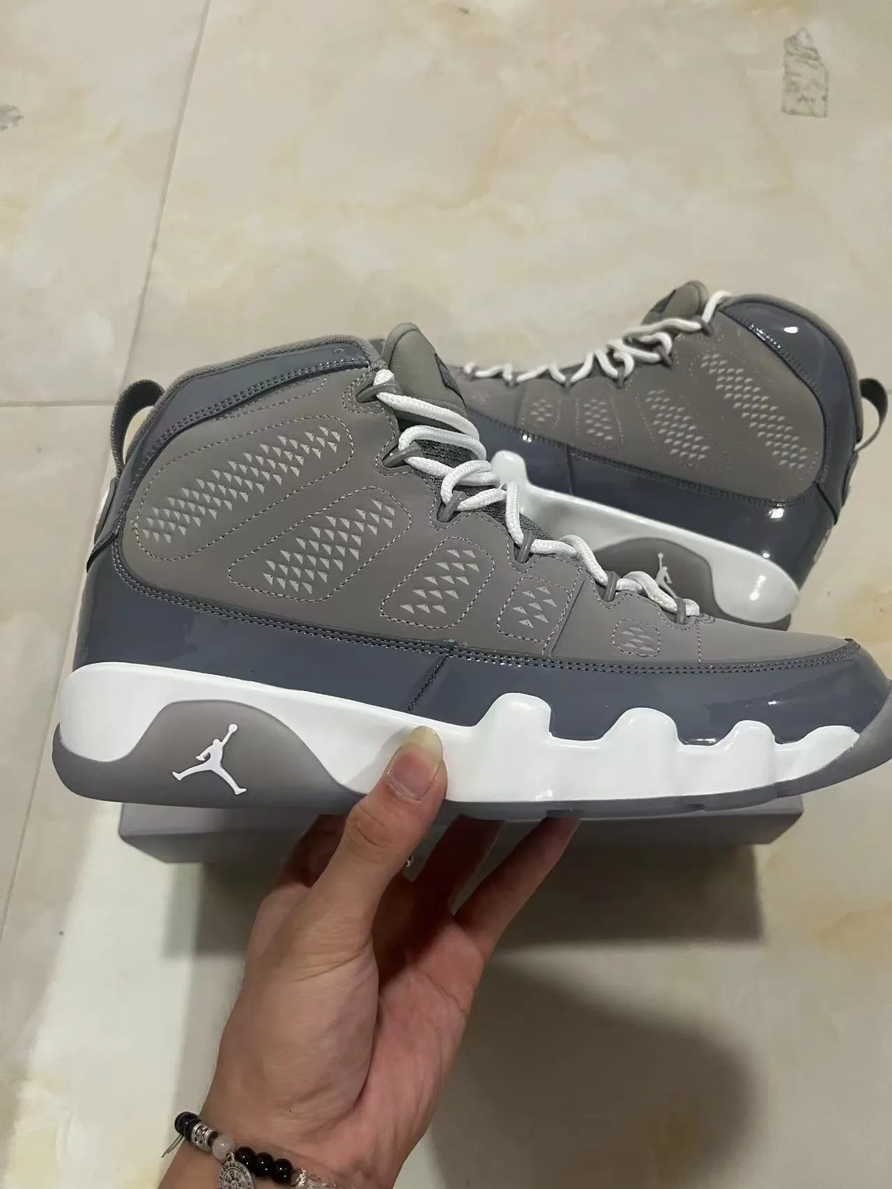 Air Jordan 9 Gray and White Basketball Shoes 7