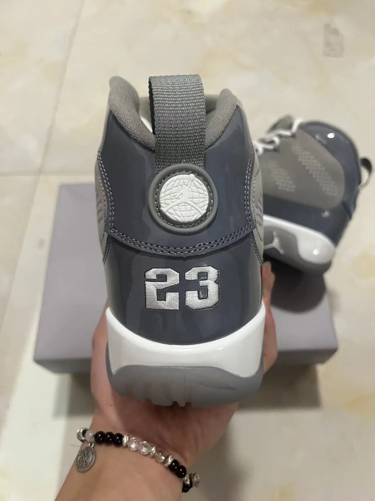 Air Jordan 9 Gray and White Basketball Shoes 8