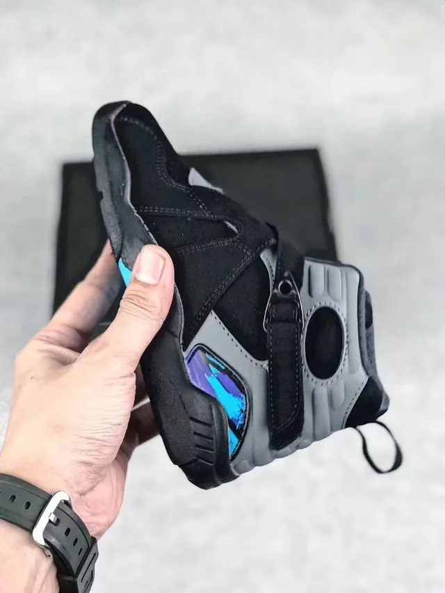 Air Jordan Black Gray High-Top Dual-Strap Closure Basketball Shoes 4
