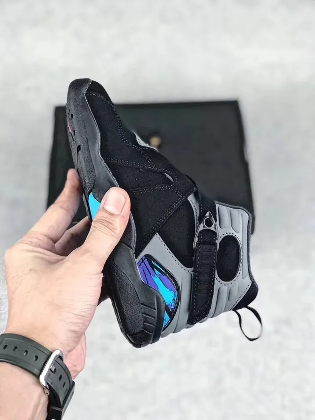 Air Jordan Black Gray High-Top Dual-Strap Closure Basketball Shoes 5