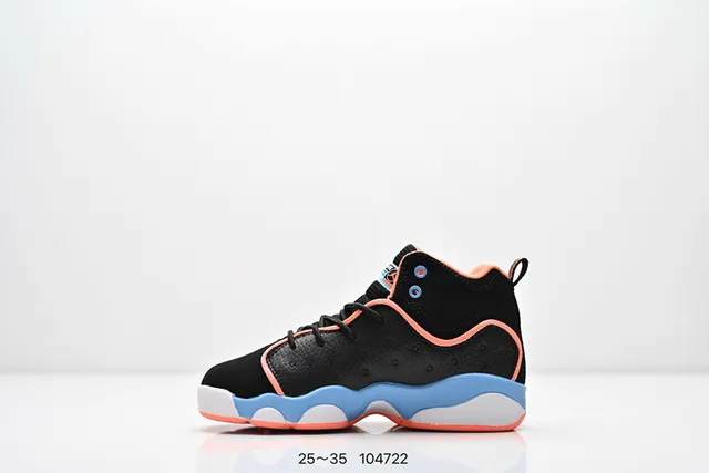 Air Jordan Black Orange High-Top Perforated Leather Upper Basketball Shoes 13