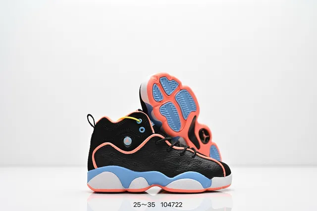 Air Jordan Black Orange High-Top Perforated Leather Upper Basketball Shoes 15