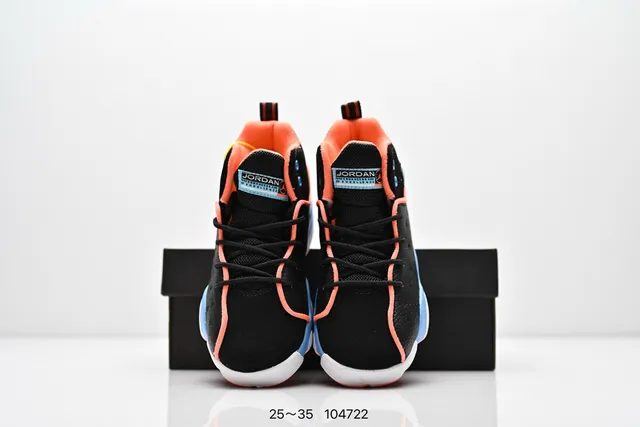 Air Jordan Black Orange High-Top Perforated Leather Upper Basketball Shoes 18