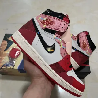 Air Jordan Red Pink High-Top Suede-Leather Hybrid Basketball Shoes