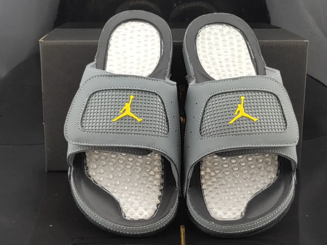 Air Jordan Slide Gray White Yellow Jumpman Slippers 5