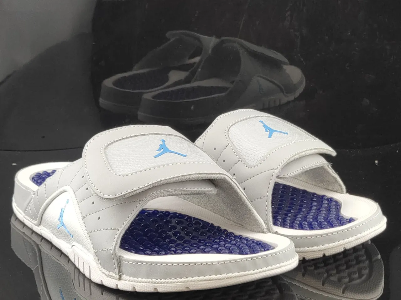 Air Jordan Slide Light Gray and Blue Slipper 3