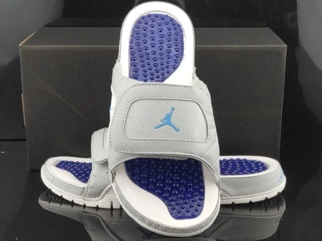 Air Jordan Slide Light Gray and Blue Slipper 4