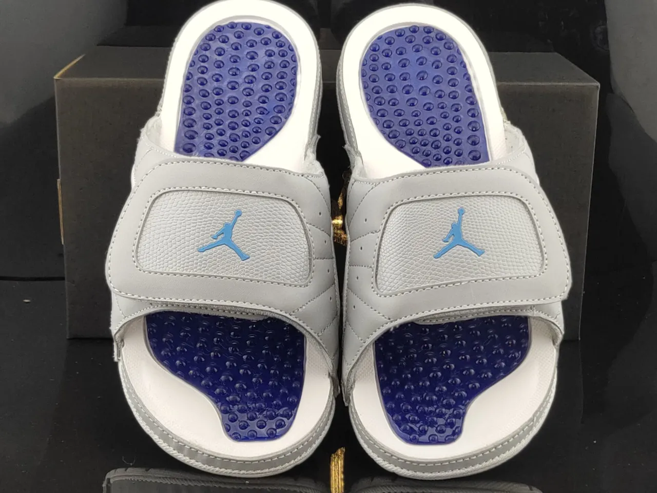Air Jordan Slide Light Gray and Blue Slipper 5