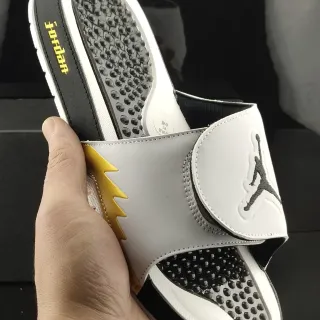 Air Jordan Slide White Black Gold Lightning Bolt Slipper