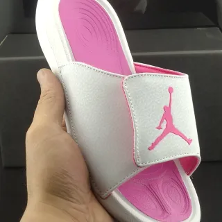 Air Jordan White Pink Single-Strap Slide Textured Pebbled Upper Slippers