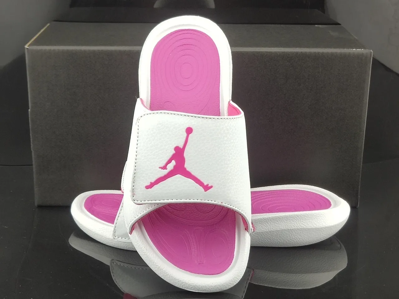 Air Jordan White Pink Single-Strap Slide Textured Pebbled Upper Slippers 2