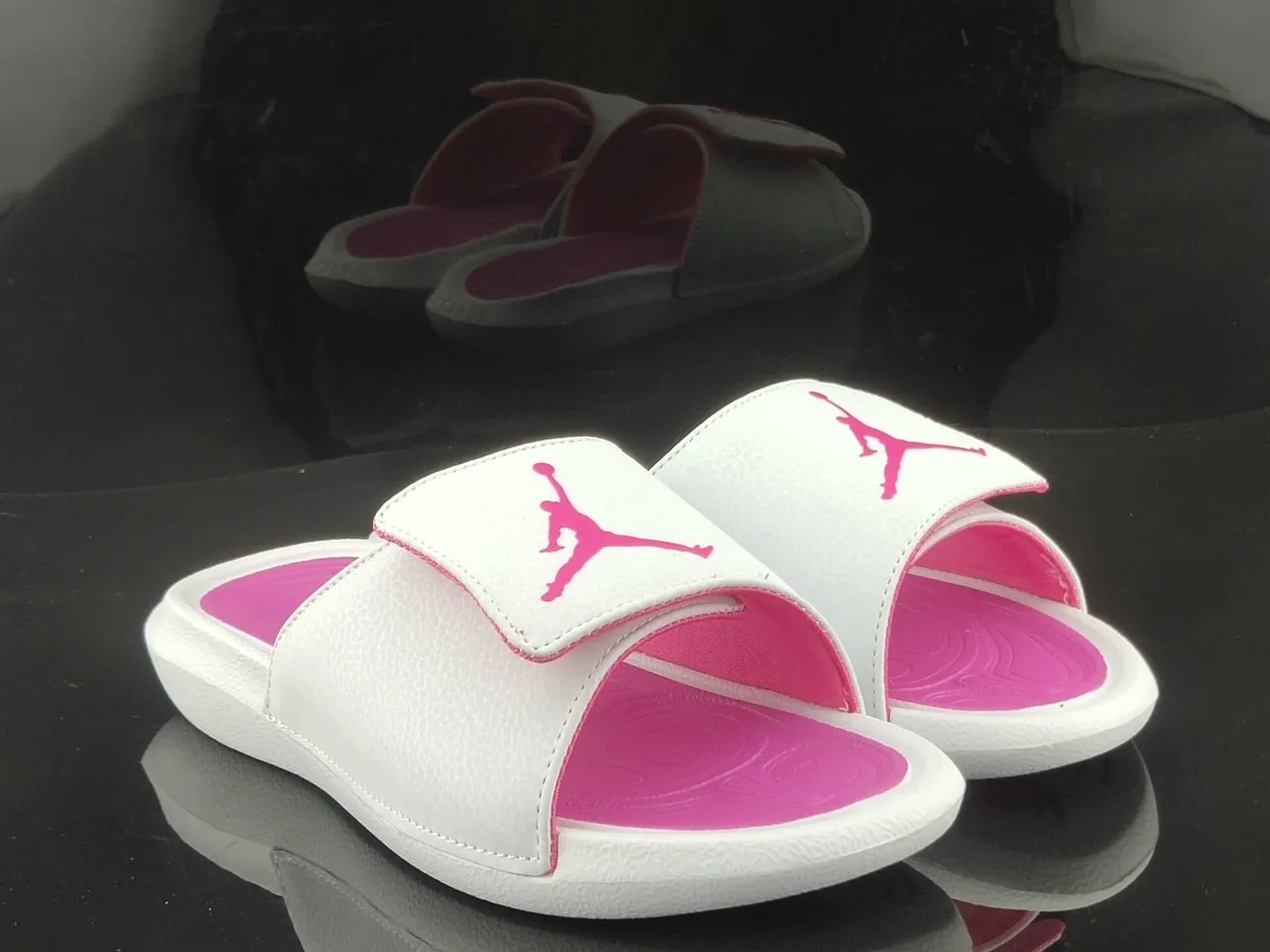 Air Jordan White Pink Single-Strap Slide Textured Pebbled Upper Slippers 4