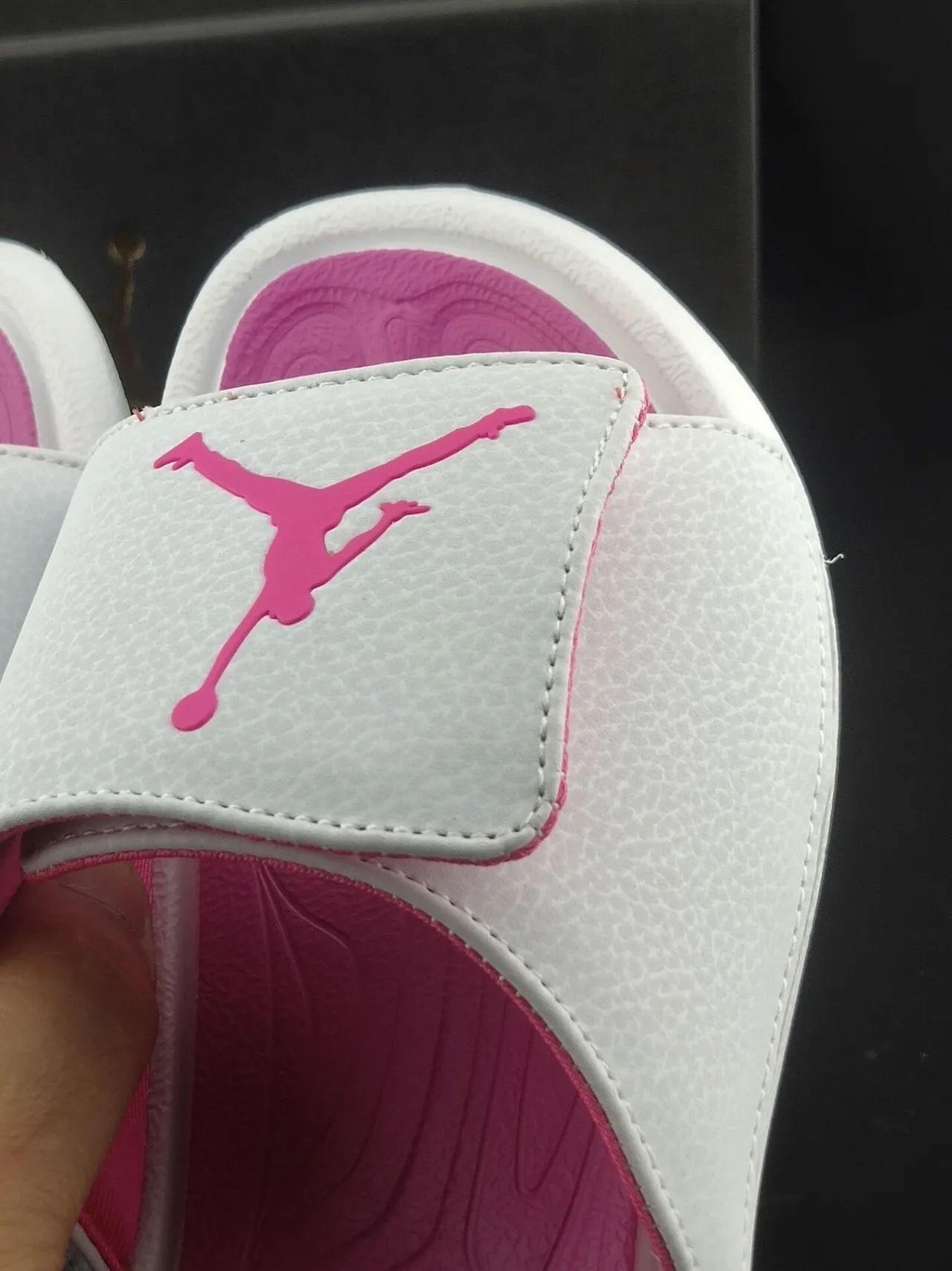 Air Jordan White Pink Single-Strap Slide Textured Pebbled Upper Slippers 6